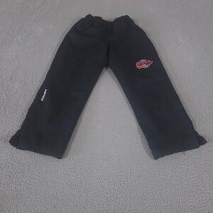 Bauer Pants Kids Youth Small Black Lightweight Warm Up Straight Leg Hockey Stars